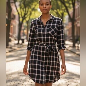 Rails‎ Blair Plaid Button Down Belted Mini Dress L Midnight Plum